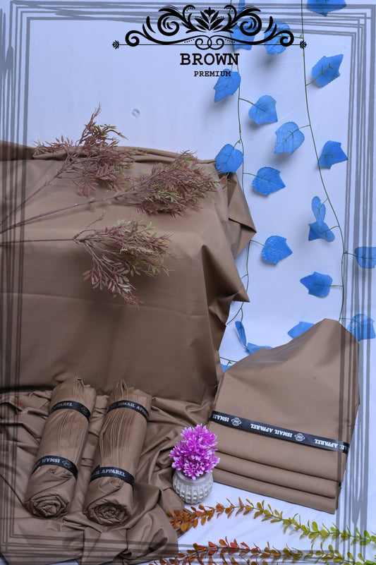 Brown- Titanic Boski Wash-and-Wear for Men - Unstitched