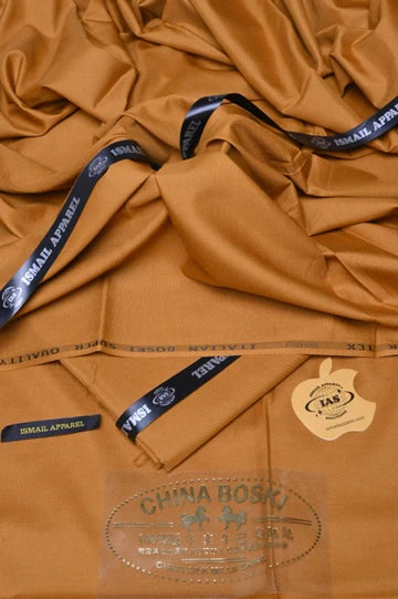 Premium Unstitched Winter Men's Suit – Wash & Wear (Dark Mustard)