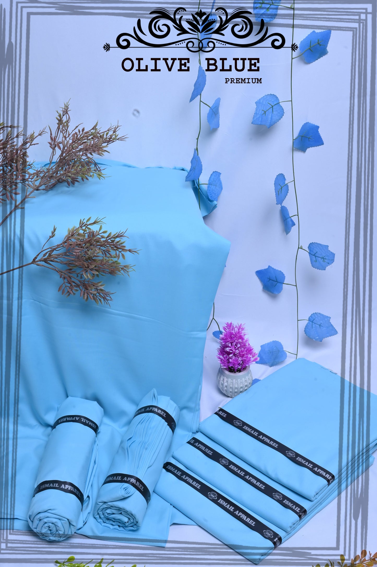 Olive Blue  - Titanic Boski Wash-and-Wear for Men - Unstitched